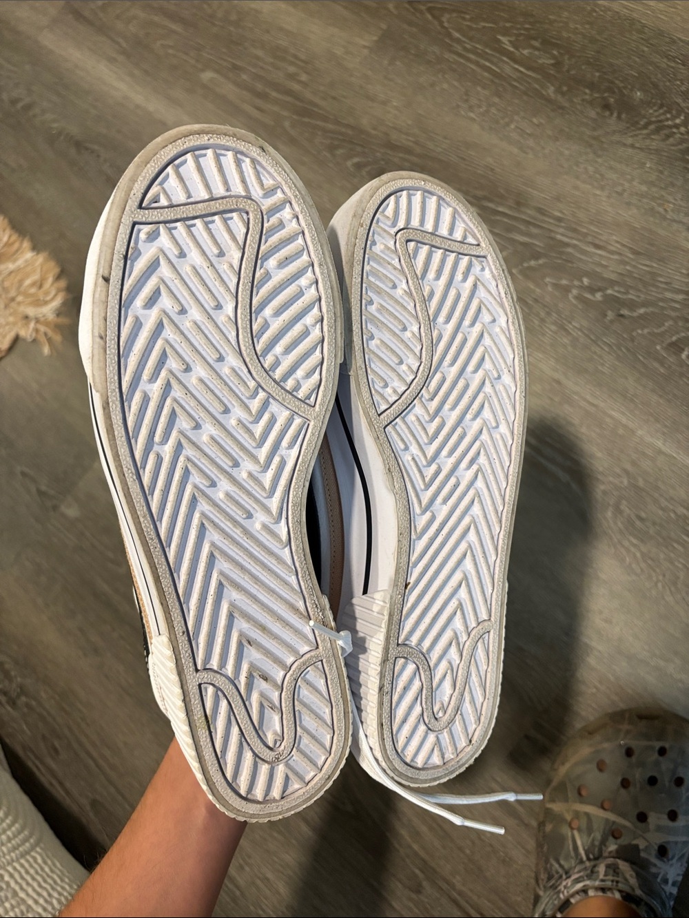 Nike Women’s White Sneakers with Black Swoosh and Tan Trim - Picture 3 of 3
